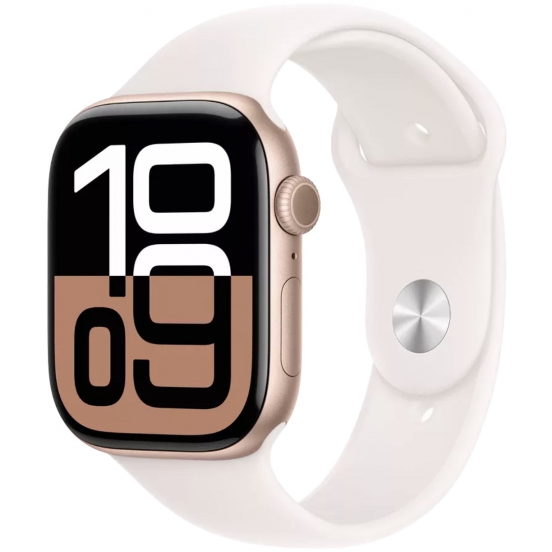 Apple Watch Series 10 GPS, 46mm, Rose Gold, Light Blush Sport Band, S/M