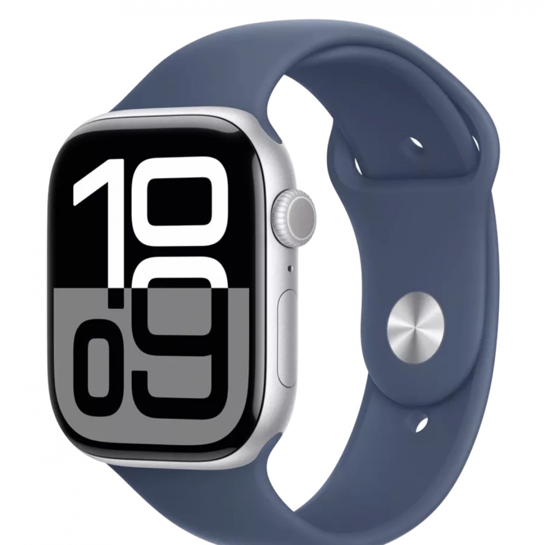 Apple Watch Series 10 GPS, 46mm, Silver, Denim Sport Band, M/L